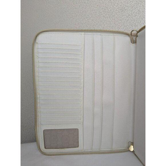 Michael Kors Tablet Multifunction Zip Case Holder Organizer Vanilla Acorn Gold - Picture 5 of 12